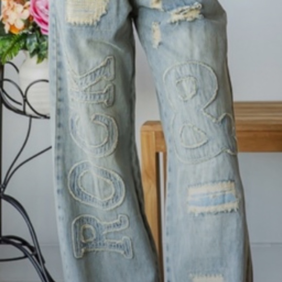 Oli & Hali Rock & Roll Mineral Washed Jeans Women’s Denim Jeans Wide Leg S106 - Picture 7 of 10